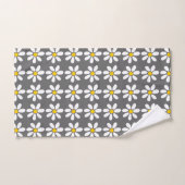 Yellow Grey White Daisy Pattern Badhandtuch Set (Handtuch)