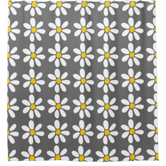 Yellow Grey White Daisy Pattern Duschvorhang (Vorderseite)