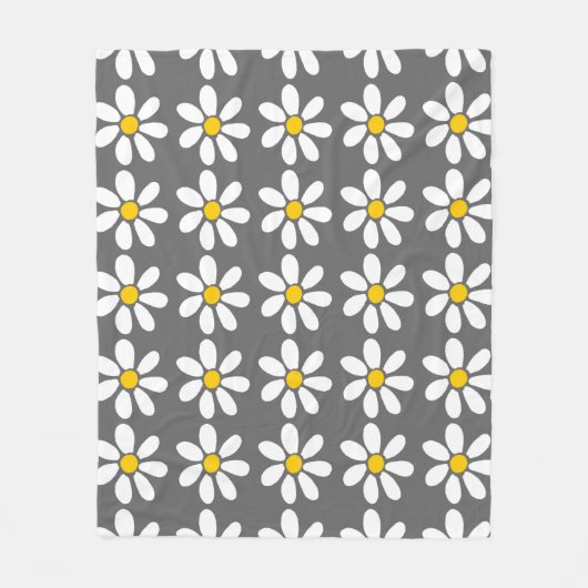 Yellow Grey White Daisy Pattern Fleecedecke (Vorderseite)