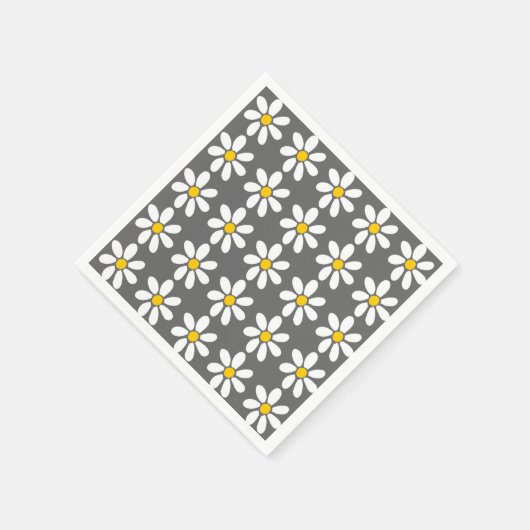 Yellow Grey White Daisy Pattern Serviette (Ecke)