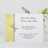 Yellow Grey White Damask Post Wedding Einladung (Stehend Vorderseite)