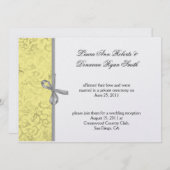 Yellow Grey White Damask Post Wedding Einladung (Vorne/Hinten)