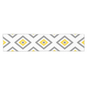 Yellow Grey White Diamond Geometric Pattern Kurzer Tischläufer (Horizontal)