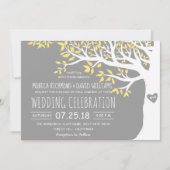 Yellow Grey White Tree Rustic Vintage Wedding Einladung (Vorderseite)