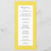 Yellow Grey White Wedding Service Zeremonie Elegan Programm (Rückseite)
