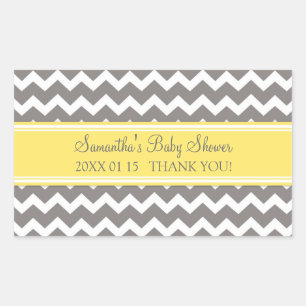 Yellow Grey Zickzack Baby Shower Pflegeaufkleber Rechteckiger Aufkleber