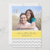 Yellow Grey Zickzack Foto Wedding Save the Date (Rückseite)