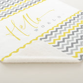 Yellow & Grey Zig Zag Stripes Hello World Quote Sherpadecke (3/4)
