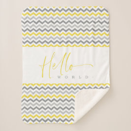 Yellow & Grey Zig Zag Stripes Hello World Quote Sherpadecke