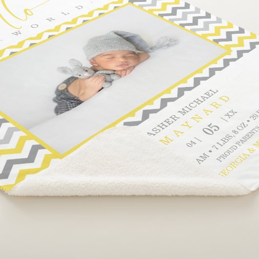 Yellow Grey Zigzag Stripes Hello World Quote Photo Sherpadecke (3/4)