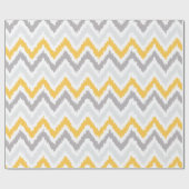 Yellow Grey Zigzags Ikat Pattern Geschenkpapier (Flach)