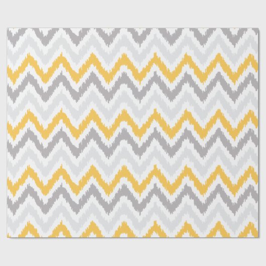 Yellow Grey Zigzags Ikat Pattern Geschenkpapier (Flach)