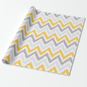 Yellow Grey Zigzags Ikat Pattern Geschenkpapier (Ungerollt)