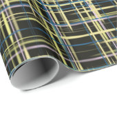 Yellow Grid Lines Digital Art Muster Geschenkpapier (Rolleneckpunkt)