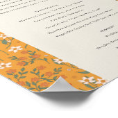 Yellow Groovy Retro Arch Floral Wedding Menu Post Poster (Ecke)