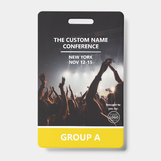 Yellow Group Conference QR Code Benutzerdefinierte Ausweis (Vorderseite)