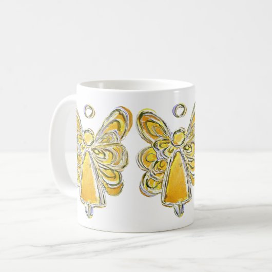 Yellow Guardian Angel Custom Art Tasse Cup (Vorderseite Links)