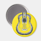 Yellow Guitar Monster Face Magnet (Vorderseite/Rückseite)