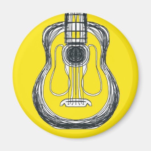 Yellow Guitar Monster Face Magnet (Vorne)