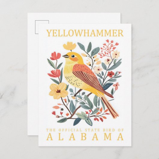 Yellow Hammer Bird von Alabama USA Travel Postkarte (Vorne/Hinten)