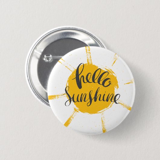 Yellow Hand Drawn Sun Hello Sunshine Image Button (Vorne & Hinten)