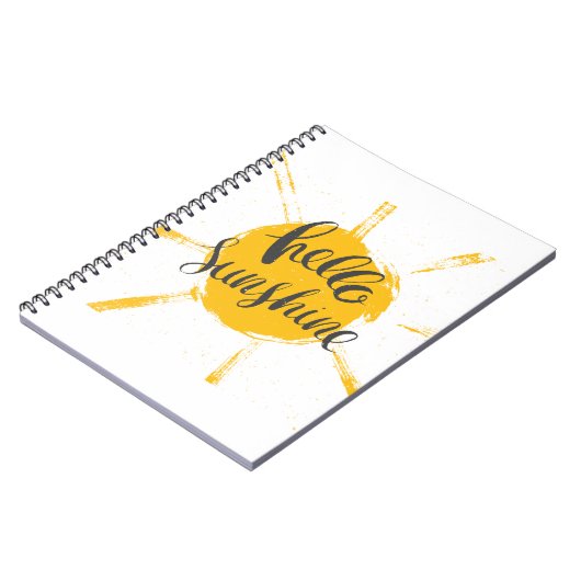 Yellow Hand Drawn Sun Hello Sunshine Image Notizblock (Linke Seite)