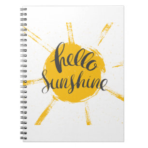 Yellow Hand Drawn Sun Hello Sunshine Image Notizblock