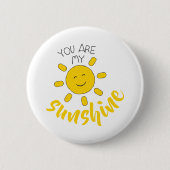 Yellow Hand Drawn Sun Hello Sunshine Image Sun Art Button (Vorderseite)