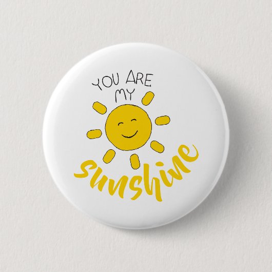 Yellow Hand Drawn Sun Hello Sunshine Image Sun Art Button (Vorderseite)