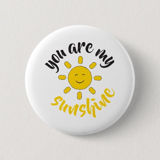 Yellow Hand Drawn Sun Hello Sunshine Image Sun Art Button (Vorderseite)