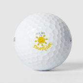 Yellow Hand Drawn Sun Hello Sunshine Image Sun Art Golfball (Vorderseite)