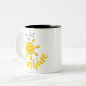 Yellow Hand Drawn Sun Hello Sunshine Image Sun Art Zweifarbige Tasse (Vorderseite Links)