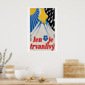 Yellow Hand Holding Blue Lightning Czechoslovakia Poster (Küche)