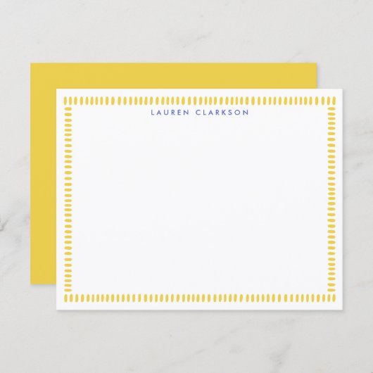 Yellow Hand Painted Striped Frame Note Card Einladung (Vorne/Hinten)