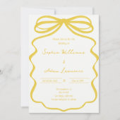 Yellow Hand Written Pinstripes Whimsical Wedding Einladung (Vorderseite)