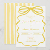 Yellow Hand Written Pinstripes Whimsical Wedding Einladung (Vorne/Hinten)