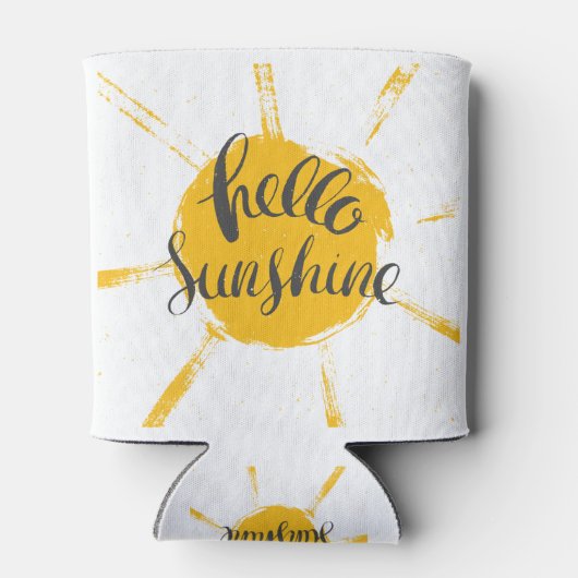 Yellow HandDrawn Sun Hello Sunshine Image Text Art Dosenkühler (Rückseite)