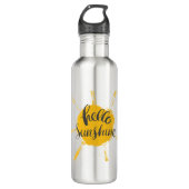 Yellow HandDrawn Sun Hello Sunshine Image Text Art Edelstahlflasche (Vorderseite)