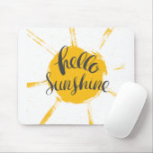 Yellow HandDrawn Sun Hello Sunshine Image Text Art Mousepad (Mit Mouse)