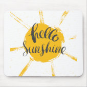 Yellow HandDrawn Sun Hello Sunshine Image Text Art Mousepad (Vorne)