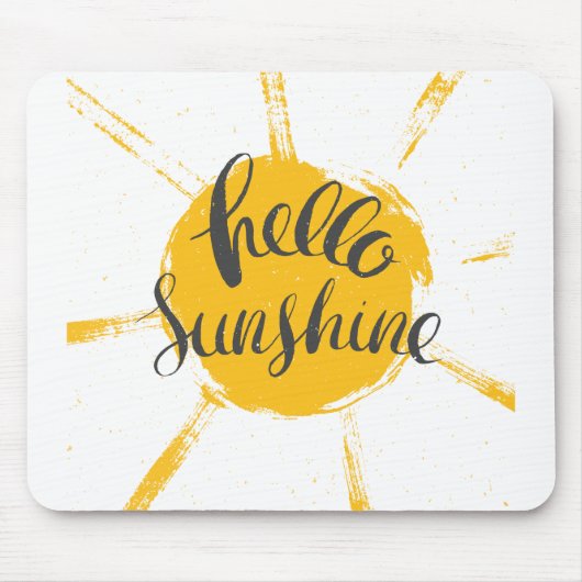 Yellow HandDrawn Sun Hello Sunshine Image Text Art Mousepad (Vorne)