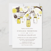 Yellow Hanging Mason Jars Wedding Einladung (Vorderseite)