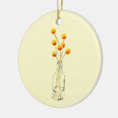 Yellow happy Billy Button Blume Australische Kunst Keramik Ornament (Links)
