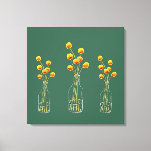 Yellow happy Billy Button Blume Australische Kunst Leinwanddruck (Vorderseite)