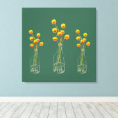 Yellow happy Billy Button Blume Australische Kunst Leinwanddruck (Insitu (Holzboden))