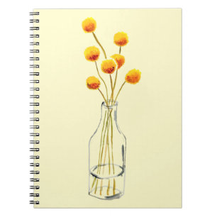 Yellow happy Billy Button Blume Australische Kunst Notizblock