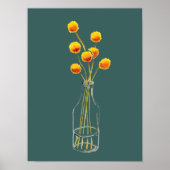 Yellow happy Billy Button Blume Australische Kunst Poster (Vorne)