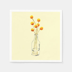 Yellow happy Billy Button Blume Australische Kunst Serviette