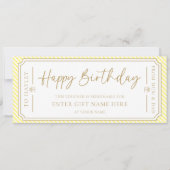 Yellow Happy Birthday Gift Voucher Card Einladung (Vorderseite)