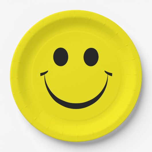 Yellow Happy Face Birthday Pappteller (Vorderseite)